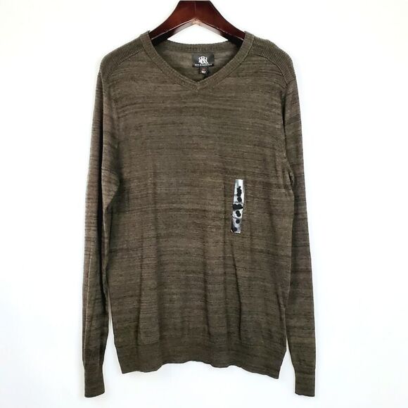 Rock & Republic Young Man's XL Olive V-Neck Sweater - Picture 2 of 7